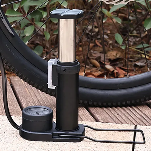 Vista 3 de Bicicletas Bombas de piso, bombas de doble barril bombas de neumáticos Bicicletas Bombas de aire de neumáticos Pequeñas bombas de piso con manómetro