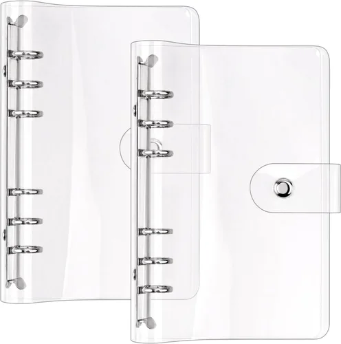 Vista 7 de Paquete de 2 fundas transparentes A5 para cuaderno, 6 anillas