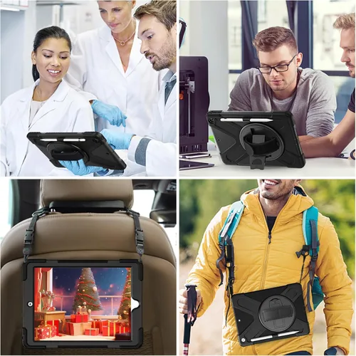 Vista 5 de ZenRich Funda a prueba de golpes para iPad de 9ª/8ª/7ª generación de 10.2 pulgadas 2021/2020/2019, Funda resistente de servicio pesado con soporte