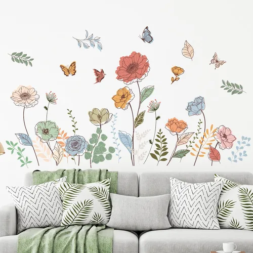 Vista 18 de Zonon 6 calcomanías de pared de flores, calcomanías para despegar y pegar