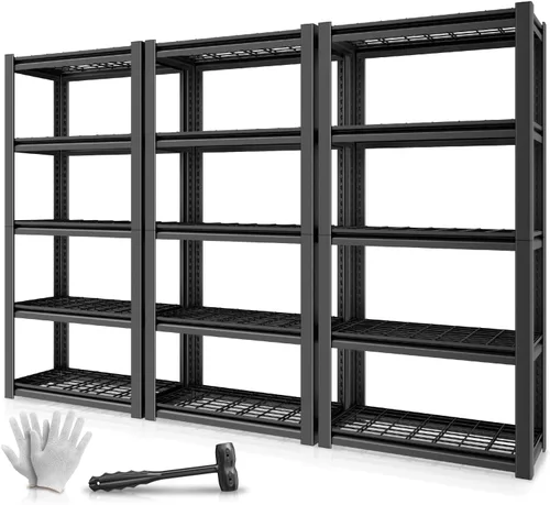 Vista 10 de Auto Dynasty Estantes de Almacenamiento de 5 Niveles, 72" de Alto Resistente (Capacidad de 3000 LBS) Estantería de Garaje Ajustable, Unidad