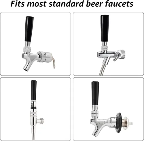 Vista 4 de MRbrew 2 manijas de plástico para grifo de cerveza, grifo de cerveza de 3/18 pulgadas, mango negro para barras comerciales estándar americano