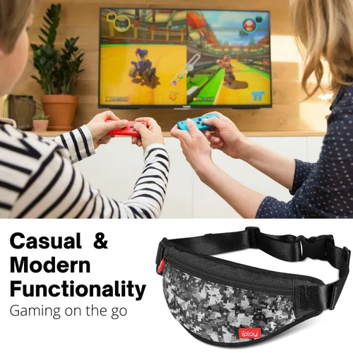 Vista 6 de TNP Switch Travel Bag for Nintendo Switch Switch OLED Switch Lite White Grey Digital Camo Fanny Pack - Carrying Bag for Nintendo Switch Console