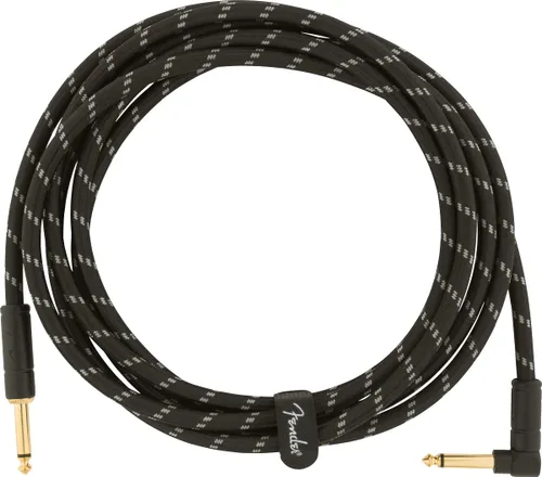 Vista 2 de Fender Cable de instrumentos de lujo de 10 pies, ángulo recto, tweed negro, paquete de 2