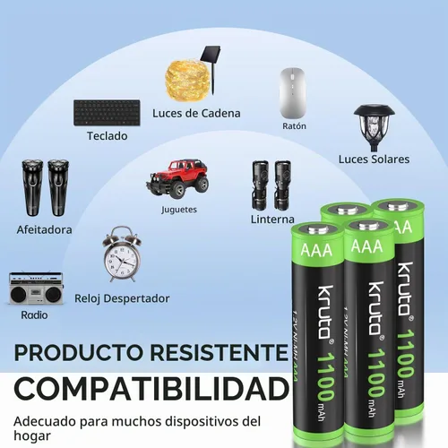 Vista 7 de Luces solares AAA 1100 mAh de alta capacidad 1.2 V Ni-MH recargable AAA batería solar para luces solares al aire libre, cadena de luces de batería