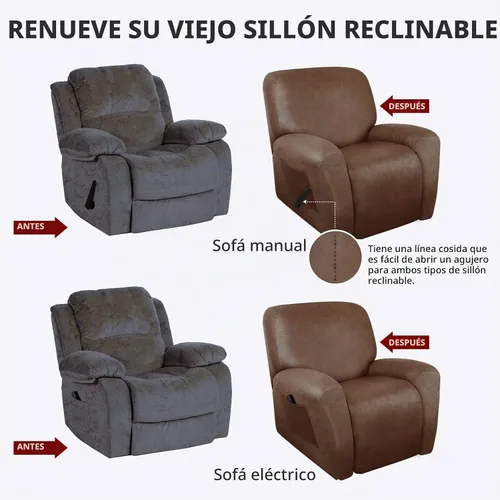 Vista 6 de ANARACHON Fundas para Sillas Reclinables Tipo Cuero, 4 Piezas Funda para Sillón Reclinable Lazy Boy, Protector de Muebles - Funda Suave Lavable