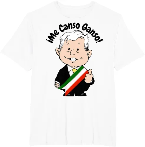 Vista 14 de AMLO Amlito Me Canso Ganso - Camiseta con diseño de dibujos animados mexicanos Gris Oscuro