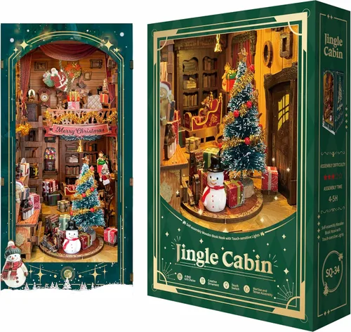 Vista 10 de Kit de rincón de libros mágico - Kit de casa de muñecas en miniatura DIY para adultos y adolescentes, rompecabezas de madera 3D para estantería