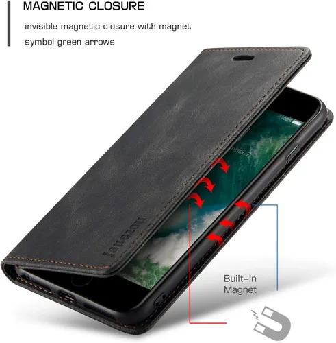 Vista 3 de japezop Funda tipo cartera para iPhone 7 Plus/8 Plus para mujer con bloqueo RFID, soporte para tarjetas de crédito, funda de cuero con tapa