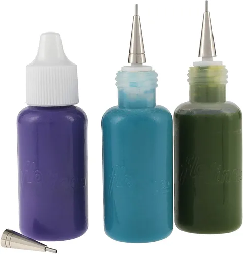 Vista 4 de Creative Mark Flo Line - Botella aplicadora de punta de precisión con puntas de acero inoxidable, para pintura artística, medios fluidos, tinta
