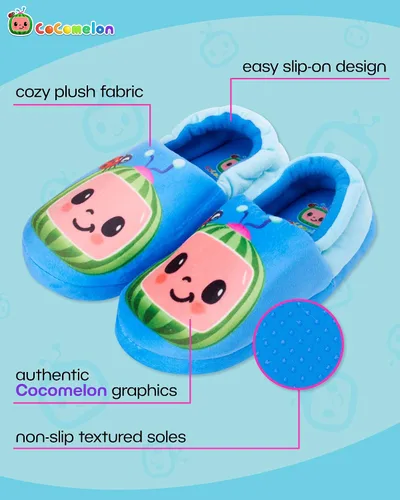 Vista 2 de Cocomelon Pantuflas unisex para niños y niñas mocasines de felpa sin cordones niño pequeñoniño pequeño