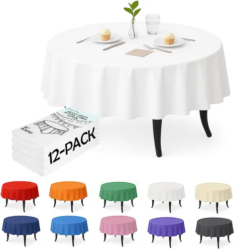 Vista 16 de Paquete de 12 manteles de plástico negro – Cubiertas de mesa desechables de 54 x 108 pulgadas para mesas rectangulares, resistentes y resistentes al