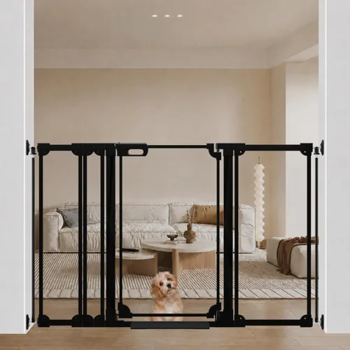 Vista 20 de WAOWAO Puerta transparente para bebés para escaleras, diseño moderno, acrílico con cierre automático, puerta para mascotas, 29.52-37.79 pulgadas