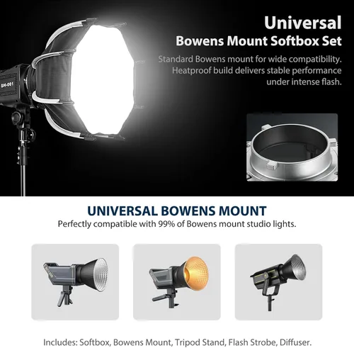 Vista 10 de Kit de iluminación Softbox, 12"/30cm 2700-6500K LED luz de video