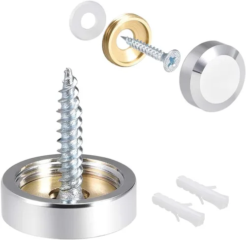 Vista 11 de uxcell Tornillos de espejo decorativos tapa tapa clavos oro pulido 0.630 in 8pcs
