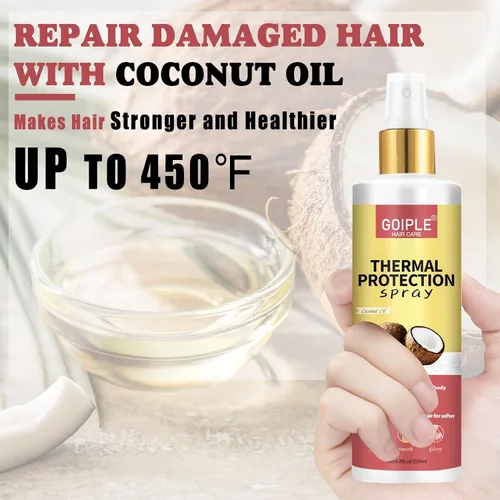 Vista 3 de WOZUTUNT Protector para el cabello, spray protector térmico de coco, sin parabenos ni tintes, protege los daños por calor, adecuado para el cuidado