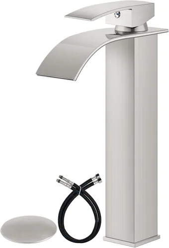 Vista 14 de Airuida Grifo de baño de cascada negro mate, grifo de lavabo de baño de un solo agujero, grifo de lavabo de lavabo de autocaravana, grifo mezclador