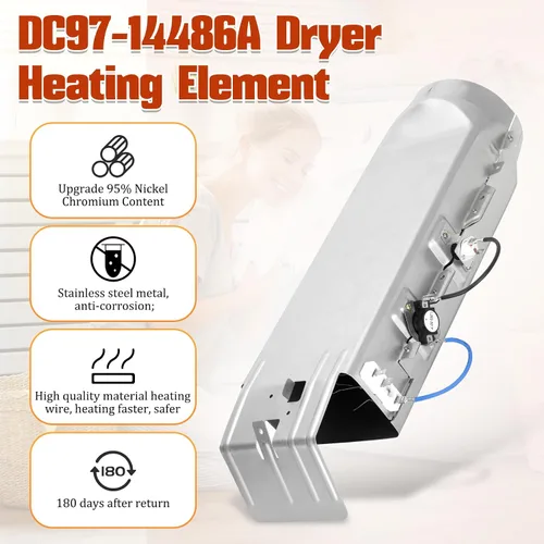 Vista 4 de DC97-14486A Reemplazo del elemento calefactor para secadora Samsung dv40j3000ew/a2 dv45h7000ew/a2 dv42h5000ew/a3 dv42h5200ep/a3 dv42h5200ew/a3