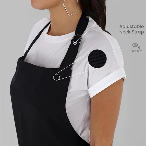 Vista 3 de Delantal de chef, delantal de cocina de algodón reciclado con un cuello ajustable con lazos largos, para cocinar, hornear