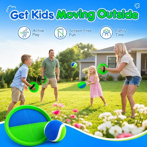 Vista 6 de Juego de pelota para lanzar y atrapar, juego de bolas adhesivas mejoradas para niños y niños pequeños, resistente y resistente al agua, juguete