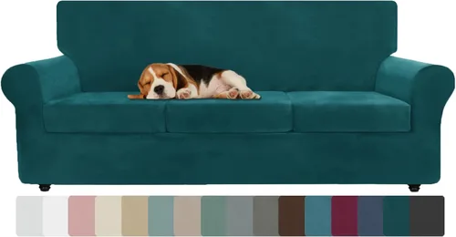 Vista 51 de ZNSAYOTX Fundas elásticas para silla de terciopelo de lujo con brazo, 2 piezas, para sala de estar, funda gruesa y suave, antideslizante, protector