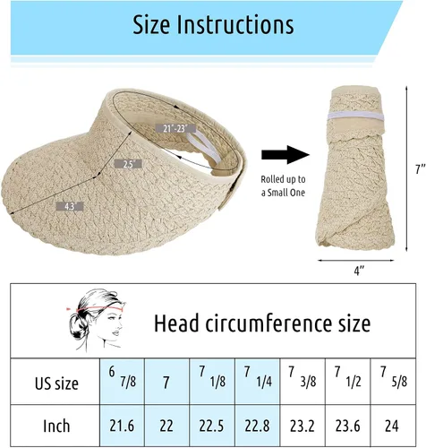 Vista 6 de Visera de ala ancha plegable para mujer, visera de paja para golf