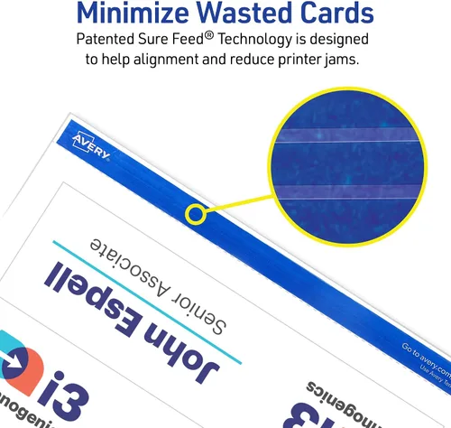Vista 3 de Avery Printable Tent Cards with Sure Feed Technology, 2-1/2" x 8-1/2", Matte White with Embossed Border, 100 Blank Place Cards for Laser and Inkjet