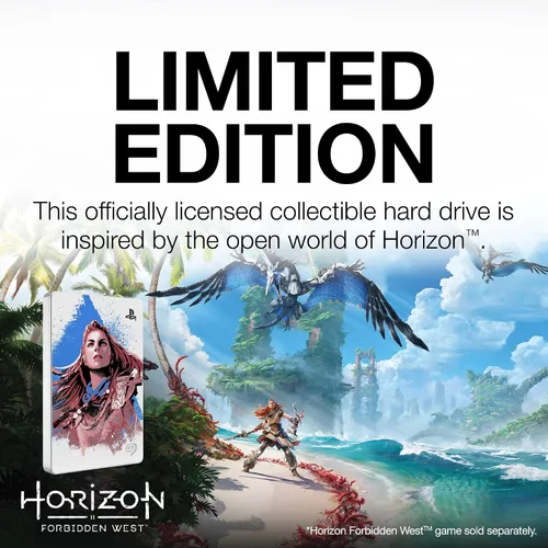 Vista 2 de Seagate Horizon Forbidden West - Unidad de juego de edición limitada para consolas Playstation, 2 TB, disco duro externo - USB 3.2 Gen1
