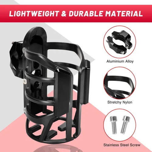 Vista 4 de Portavasos para bicicleta, aleación de aluminio, con carcasa de plástico elástico, tornillos de acero inoxidable para motocicleta, bicicleta, MTB