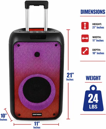 Vista 2 de Singtronic BT-0808Pro Portable 500W Sistema de karaoke todo en uno, gratuito: 2 x micrófonos profesionales