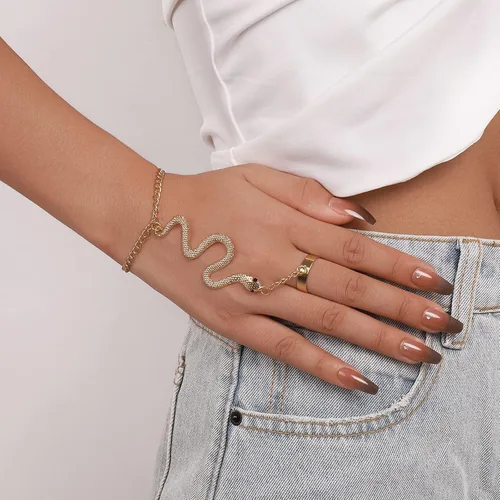 Vista 3 de Roe Dolph Pulsera de mano de plata para mujer, pulsera de anillo de dedo