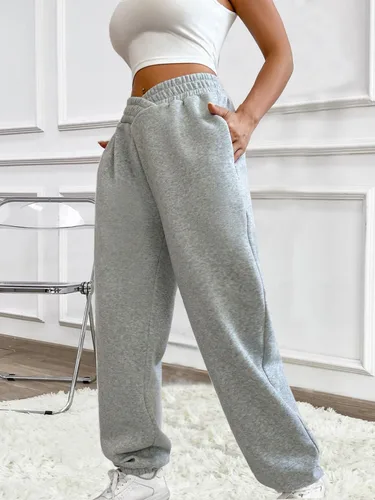 Vista 4 de Pantalones deportivos casuales para mujer, pantalones cruzados en V, cintura alta, holgados, pantalones para descansar