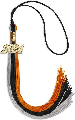 Vista 156 de Endea - Borla de graduación de triple color con gota de fecha dorada (negro/dorado/granate, 2020)