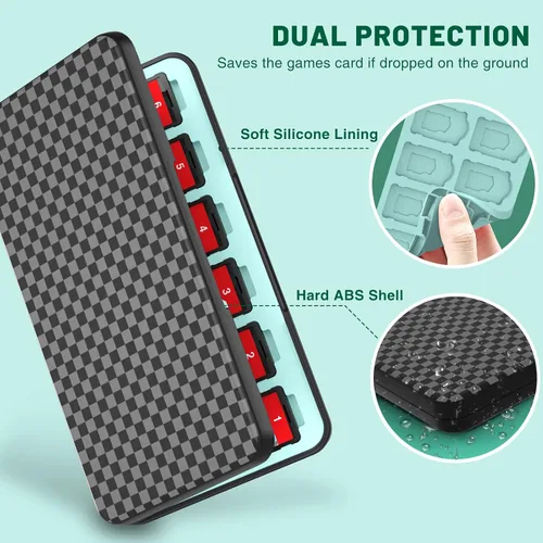 Vista 5 de CYKOARMOR Switch Game Case with 24 Game Holder Compatible with Nintendo Switch&Switch OLED Game Card, Compact Switch Cartridge Case Plain Black