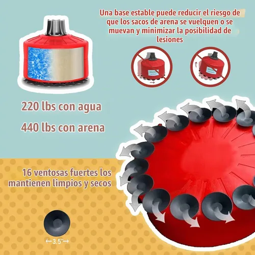 Vista 5 de Bolsa de entrenamiento de MMA de boxeo simulado de perforación humana de silicona de altura ajustable Rojo