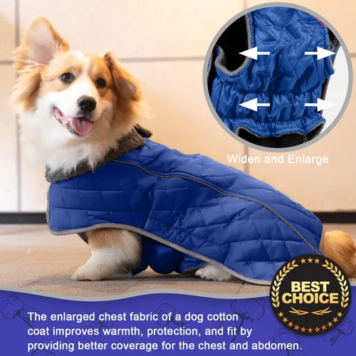 Vista 3 de Fragralley Abrigo de invierno para perro, chaqueta de forro polar reflectante impermeable y resistente al viento con agujero para arnés, chaleco
