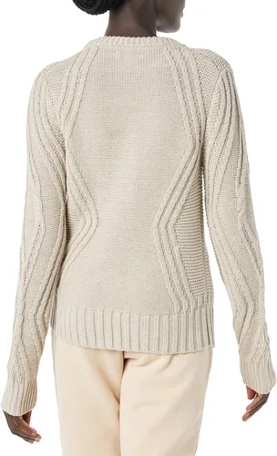 Vista 2 de Tienda Essentials Suéter trenzado 100% algodón con cuello redondo para mujer