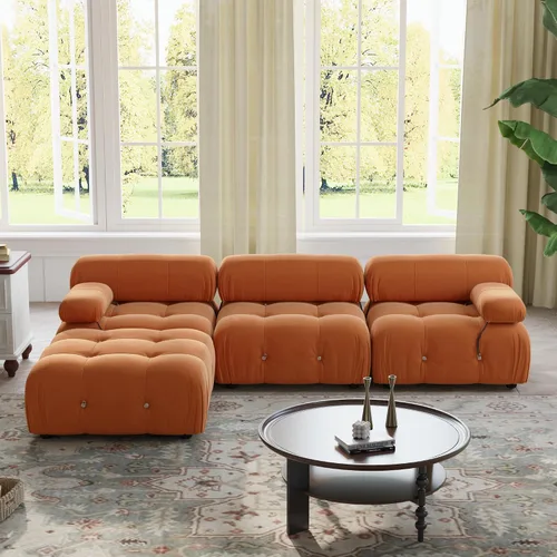 Vista 12 de WJShome Sofá modular modular de 103.95 pulgadas, sofá convertible de terciopelo de 3 plazas minimalista para sala de estar, sofá moderno y grande