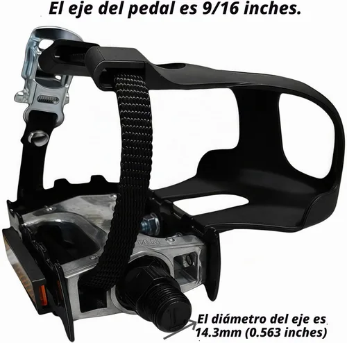 Vista 2 de YBEKI Pedales de bicicleta de spinning de grado profesional con clips para los dedos y correas ajustables 4D - Eje de aleación de 9/16