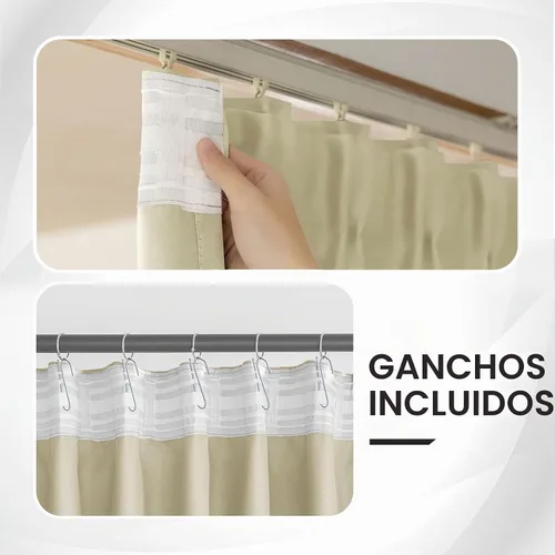 Vista 3 de Cortinas opacas de terciopelo beige para dormitorio de 52 x 72 pulgadas de largo, juego de 2 paneles - Cortinas con bloqueo de luz UV y reducción