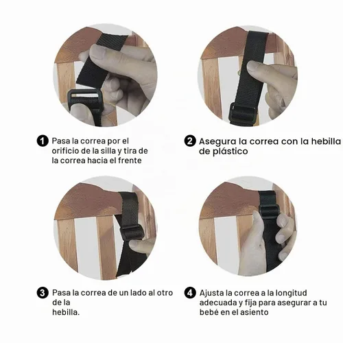 Vista 4 de Cinturón de seguridad ajustable para bebé, arnés de seguridad de 5 puntos, cinturón de seguridad ajustable para silla alta y silla de paseo