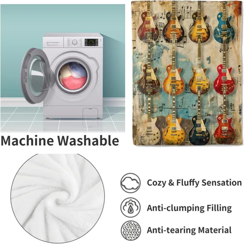 Vista 4 de Manta de música de guitarra vintage, regalos para mujeres, manta de franela de músico, manta suave y cálida para cama, sofá, hogar, viajes