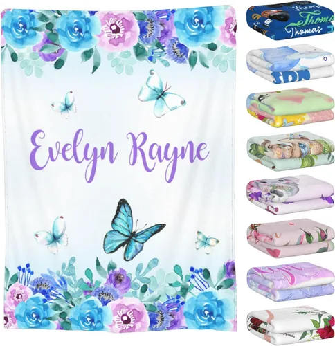 Vista 18 de Manta personalizada con nombre para niños y adultos, mantas personalizadas para niñas y niños, manta de franela personalizada con nombre