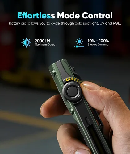 Vista 2 de Linterna EDC - Linterna pequeña de 2000 lúmenes con modo turbo, linterna plana recargable con base magnética, linterna de bolsillo para senderismo