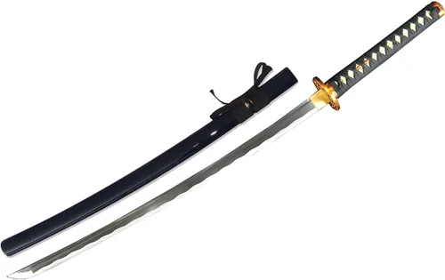 Vista 12 de MAKOTO Espada samurái negra de Katana afilada hecha a mano de 40 pulgadas