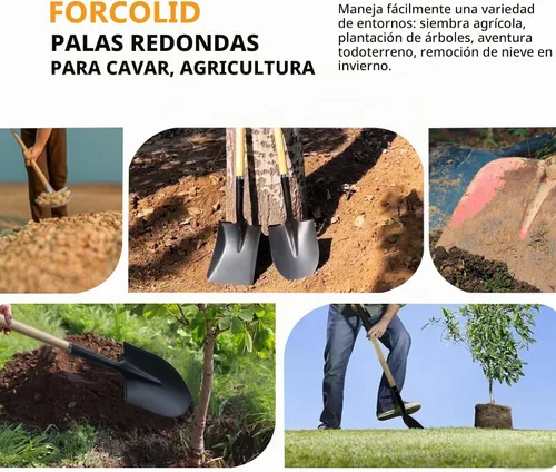 Vista 7 de Pala para excavar, pala de jardín resistente con mango en D, mango de madera de punta redonda de 41 pulgadas, ideal para jardinería, paisajismo