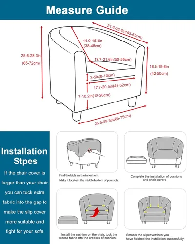 Vista 2 de CRFATOP 2 piezas de fundas impermeables para sillas de club, fundas elásticas para sillas de barril, fundas sólidas para sillas de tina, fundas