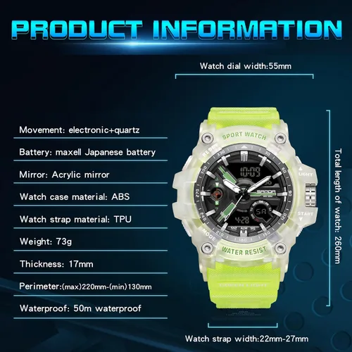 Vista 7 de Relojes militares para hombre, digital, 164.0 ft, resistente al agua, reloj deportivo de cara grande, táctico, luz de fondo, alarma, cronómetro