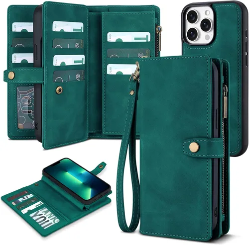 Vista 33 de TwoHead Funda tipo cartera para iPhone 12 Pro Max con tarjetero, funda magnética desmontable para teléfono 12 Pro Max, piel sintética, a prueba