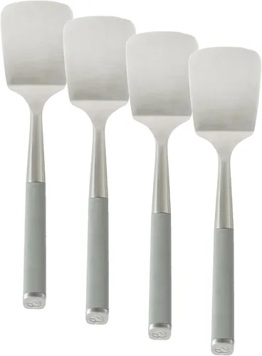 Vista 10 de Calphalon Espátula ranurada, espátula de cocina, espátula ranurada, girador de acero inoxidable con mango de silicona resistente al calor, espátula